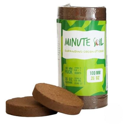 Mountain Valley Seed Co Minute Soil Compressed Coco Coir 100mm x 15mm 26 oz | (1 Pack) Fiber Grow Medium