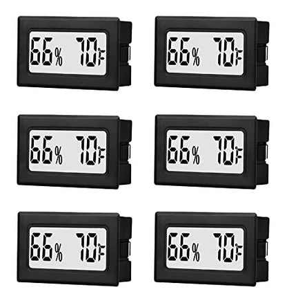 6 Pack Mini Small Digital Hygrometer Thermometer Indoor Temperature and Humidity Meter Gauge with Temp Humidity Sensor Monitor Fahrenheit (℉) for Jars,Home,Room