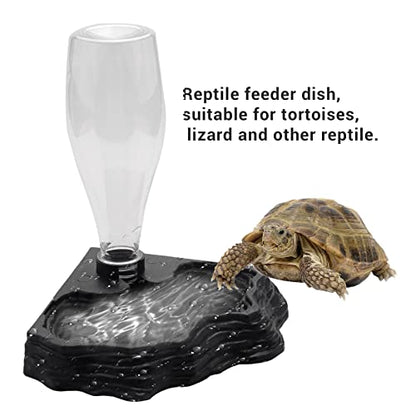 Reptile Water Feeder Automatic Water Dispenser Waterer Feeding Accessories for Turtle Frog Bearded Lizards Geckos for Terrarium Tank, black