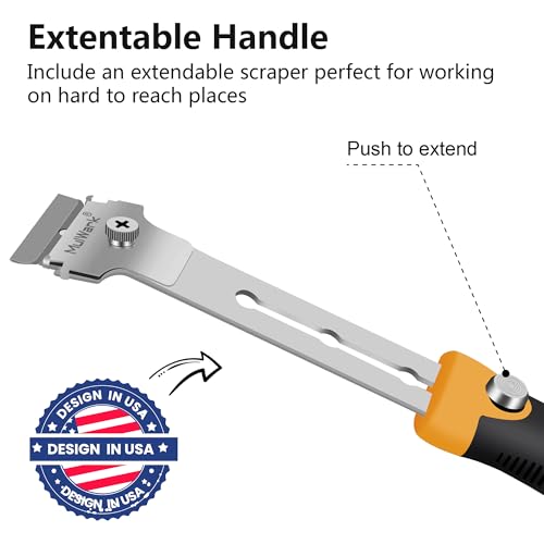 MulWark Razor Blade Scraper | 2 Handles Razor Scraper Set With Extra 12pcs Blades Heavy Duty Paint & Glass Scraper Tool With Extendable Handle for Windows, Oven Cleaning & Surface Prep - style: 2 Handles Razor Blade Set with 10PCS Blades