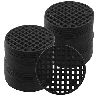 100pcs Plant Drainage Mesh Pads - 1.8 Inch Round Plastic Grid Mat, Breathable Soil Guard for Potted Plants, Bonsai (Black) - size: 1.8 Inch