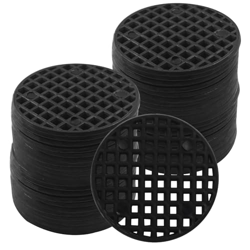 100pcs Plant Drainage Mesh Pads - 1.8 Inch Round Plastic Grid Mat, Breathable Soil Guard for Potted Plants, Bonsai (Black) - size: 1.8 Inch