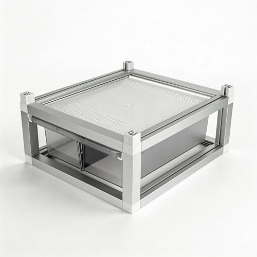 Stackable Reptile Rack with Base, 13x10x4 Inch Drawer Bin Enclosure with PE Sliding Bin and Ventilated Lid, Modular Reptile Rack Habitat for Ground Reptiles – Compatible with 13x10x8 Rack System - size: 13x10x4-base
