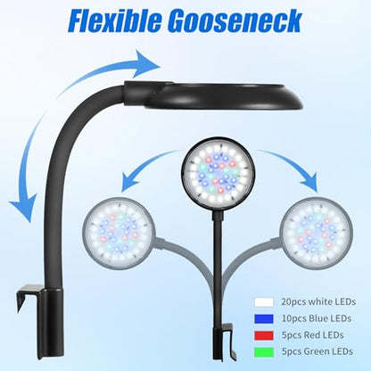 AQUANEAT Clip on Aquarium Light for up to 5 Gal Fish Tank, Auto On Off with Timer, Dimmable Small Fish Tank Light USB for Nano Tank (Large with Timer & Dimmer) - size: Large with Timer & Dimmer
