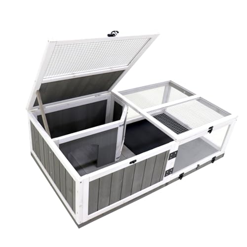 43" Upgrade Wooden Turtle House - Solid Wood Grey - Indoor Outdoor Use - Durable Reptile Cage