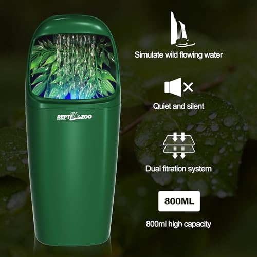REPTIZOO Reptile Water Dispenser Automatic Chameleon Drinking Fountain with Indicator Light, Reptile Terrarium Decor Water Dripper for Reptiles, Chameleon, Lizard, Gecko Amphibians
