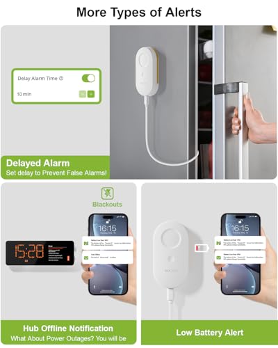 MOCREO WiFi Freezer Thermometer Alarm with Digital Monitor Hub, App and Email Alerts, 2-Year Data Export, No Subscription Fee, 2 Remote Temperature Sensors for Home Refrigerator, Fridge, Freezer - style: 1 LCD Hub + 2 Sensors