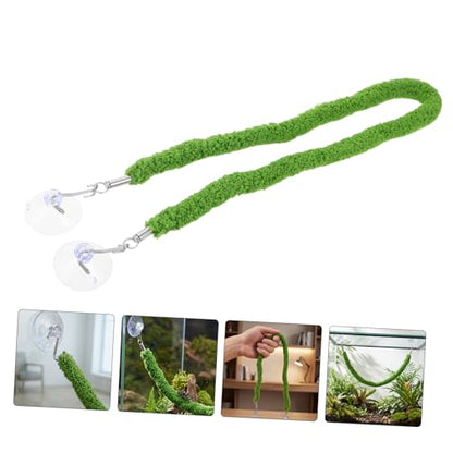 Toyvian Reptile Climbing Vines and Terrarium Rope, 50cm Artificial Moss Simulation Vine for Lizard and Bearded Dragon Habitat, Flexible Swing Accessory for Reptile Tank Decor