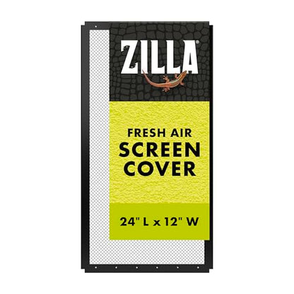 Zilla Fresh Air Screen Cover, Secure and Durable Metal Mesh Cover for Reptile Terrariums, 24 x 12 inches - size: 24" x 12"