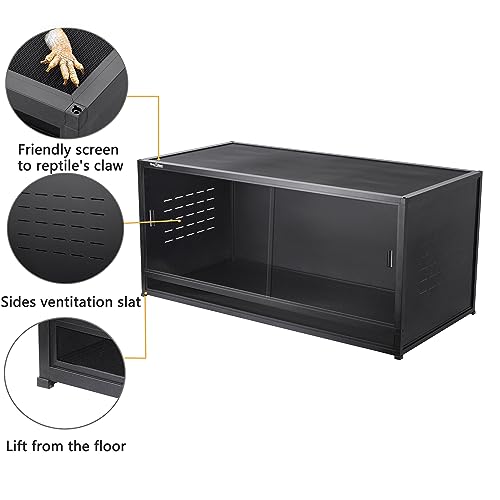 Stackable Reptile Terrarium 44 Gallon 40"x16"x16" for Bearded Dragon Lizard Snake Space Efficient Large Cage Reptiles Enclosure Wide Breeding Lounge Vivarium Area with Glass Sliding Doors - size: 40"x16"x16" (44 Gallons)