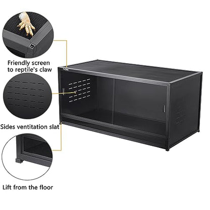 Reptile Terrarium 40''x16''x16'' ToxiRium Large PVC Reptile Enclosure 44 Gallons for Bearded Dragon Gecko Lizard Snake, Wide Breeding Vivarium Area with Sliding Doors Lock