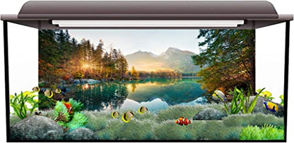 AWERT 36x18 inches Nature Landscape Aquarium Background River Mountain Autumn Scenery Fish Tank Background Vinyl Background - size: 36x18in/90x45cm