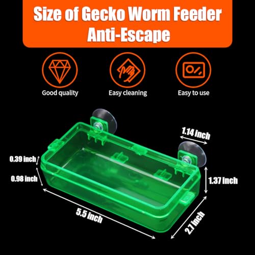 Reptile Feeder Chameleon Bowl 2 Pcs Anti-Escape Food Dish Bowl with Suction Cup for Chameleon Iguana Lizard Reptile Food and Water Feeding (Green, M) - color: Green, size: M