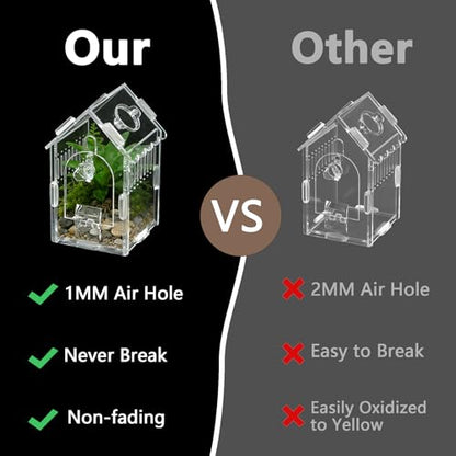 House-Shaped Acrylic Insect Terrarium & Reptile Habitat - Multi-Purpose Insect Enclosure for Jumping Spiders - Clear Acrylic Insect Cage with Ventilation, Easy Maintenance - size: Acrylic House