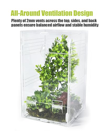 Jumping Spider Enclosure 6”x6”x10”, Transparent Arboreal Tarantula Habitat, Praying Mantis Terrarium Critter Cage for Jumping Spider, Tarantula, Mantis, Snail, Isopods, Beetles, Millipedes - size: Large