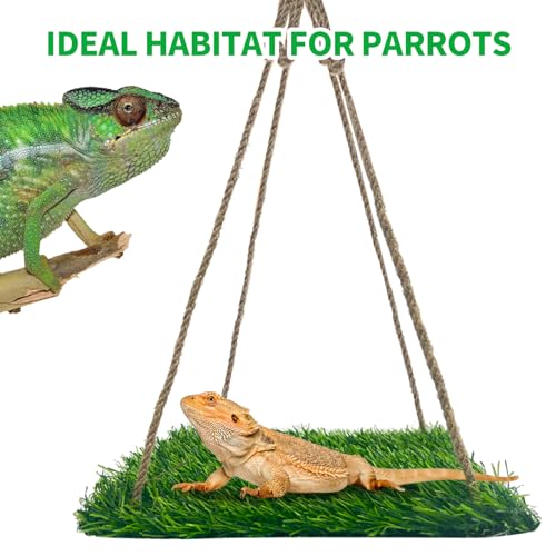 FlidRunest Large Green Bearded Dragon Hammock, Soft Reptile Lounger Terrarium Hanging Hammock for Hermit Crab, Lizard
