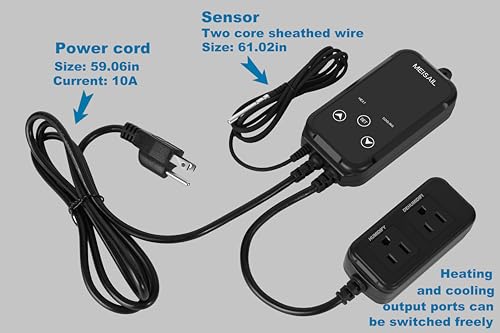 Temperature Controller Digital Heating Plug in Thermostat for Reptiles, Home Brewing Fermentation Incubation, US Specification 1100W