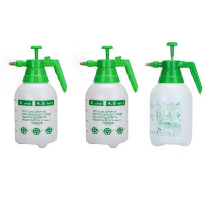 MRPAPA 3PCS Handheld Pump Sprayer, Garden Pressure Water Spray Bottle with Adjustable Brass Nozzle for Plants (2L-Green White) - color: 2L-White-3PCS