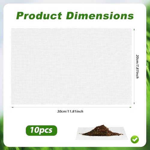 lasuroa 10pcs Flower Pot Hole Mesh Pad, 11.8x7.8 Inch Bonsai Mesh Drainage Screens Plant Pot Drainage Meshes for Preventing Clart Leakage (White) - color: White
