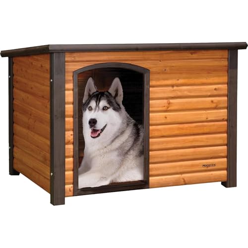 Precision Pet Outback Log Cabin Dog House, Large/45-1/2 x 33 x 33", Model Number: 7027003 - color: Walnut/Dark Brown, size: Large, style: Outdoor Log Cabin