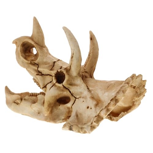 BESPORTBLE Fish Tank Dinosaur Skull Ornament Realistic Aquarium Decoration for Shrimp and Reptiles Natural Resin Hideout for Aquatic Pets for Home Decor and Terrarium Setup