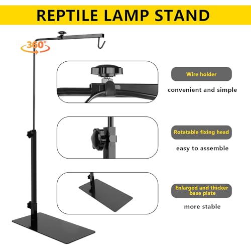 EatingBiting Amphibian Reptile Lampshade Lamp Holder Adjustable Extendable Metal Floor Lamp Holder Portable Animal Heating Lamp Holder for Lizards Turtles Tank Feeding Box 25-37inch