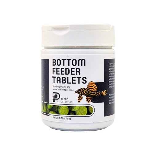 Plecoceramics Bottom Feeder Tablets Universal Fish Food for Aquarium Fish, Turtles, Goldfish, Catfish - Spirulina Protein Wafers (1.76 oz / 50 gr)