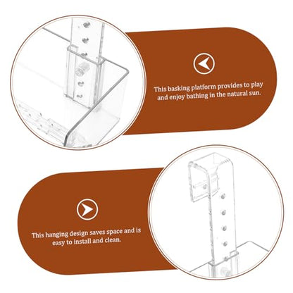 Turtle Basking Platform Acrylic Hanging Ramp for Aquatic Turtles Wall Mounted Reptile Saving Climbing Terrace for Sunbathing and Resting Aquariums