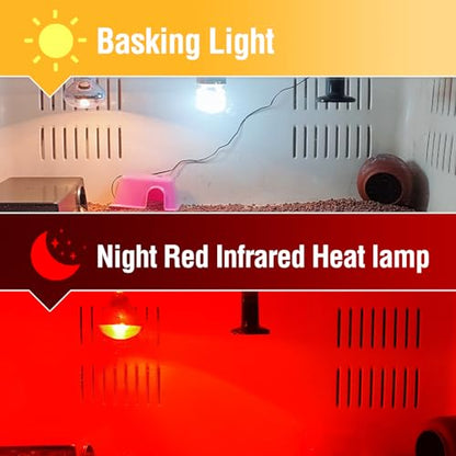 Leoterra Reptile Heat Lamp 100w Day and Night Heat Lamp Combo Pack for Turtle,Bearded Dargon,Lizard,Snakes Use Heat Light Bulb,Easy to Install - style: H80100 Combo Pack