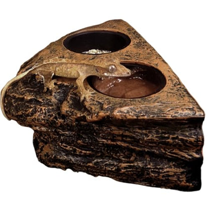 Gecko Feeding Ledge, Magnetic Hanging Reptile Food Dish with 2 Feeding Bowl, for Bearded Dragon Snake Lizard Gecko Ledge, Reptile Food Dish, Crested Tank Accessories, Bearded D