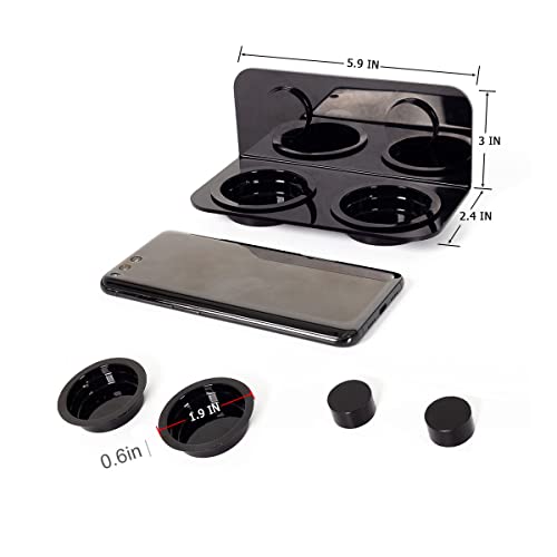 WACOOL Magnetic Reptile Ledge, Acrylic Gecko Feeding Ledge with 6PCS Cups, Reptile Food Water Feeder Dish for Geckos Iguana Chameleon Pets (Black)
