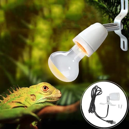 Pissente E27 Lamp Holder, 300W E27 Rotatable Reptile Pet Clip Heat Lamp Bulb Base Socket Holder Replacement Heat Lamp Holder for Reptile Light Fixture Holder, 110-240V US Plug