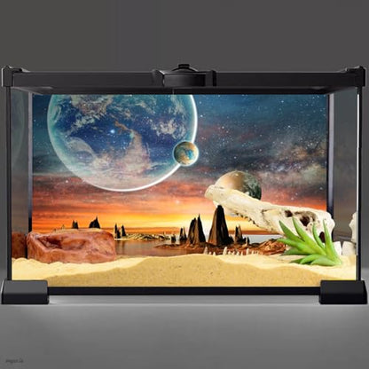 AWERT 36x18 inches Galaxy Aquarium Background Space Theme View of The Planets from Earth Fish Tank Background Hot Desert Terrarium Background - size: 36x18in/90x45cm