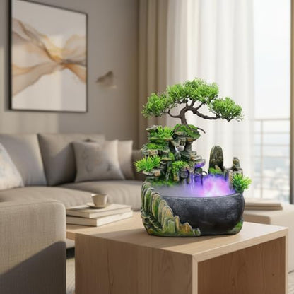 Rockery Stream Tabletop Fountain, Zen Meditation Indoor Waterfall Feature with Automatic Pump and Switch, Desktop Fountain for Home Office Bedroom Decoration (A) - size: A