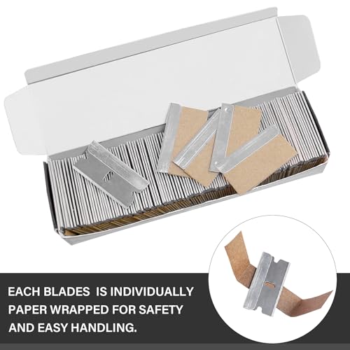 HAUTMEC 100 Pack Single Edge Razor Blades, Heavy Duty Edge Blades, Ultra Sharp, Rust-Resistant,Industrial & DIY Use, Fits most Standard Scraper & Utility Knife, for Removing Decals, Stickers 25029 - style: 100pc Razor Blades