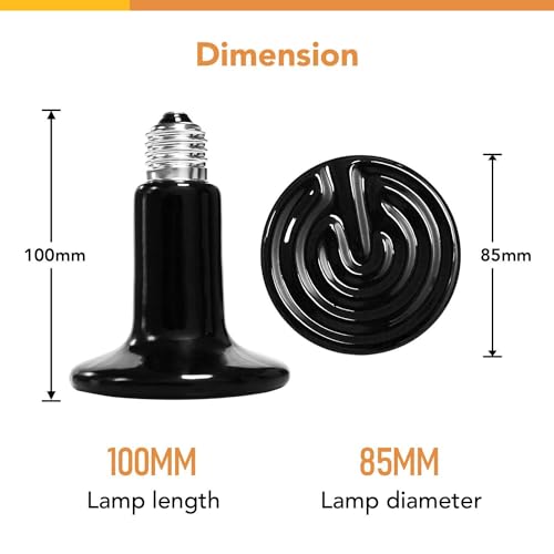Simple Deluxe Ceramic Heat Emitter 150W Reptile Heat Lamp Bulb No Light Emitting Brooder Coop Heater for Amphibian Pet Snake Turtle & Incubating Chicken, No Harm, Color Black, 1 Pack - size: 150W, style: 1 Pack