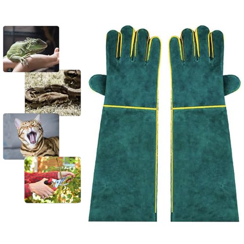 Animal Handling Gloves Bite Resistant, 15.7'' Anti Scratch Glove for Cats, Multipurpose Bite Proof Leather Pet Gloves for Grabbing Cat Reptile Puppy Bird Poultry or Gardening Welding - color: 40cm,regular