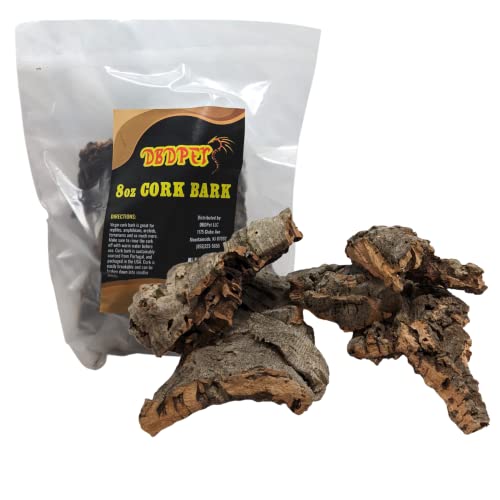 DBDPet Virgin Reptile Cork Bark- Assorted Pieces (Rounds, Half Rounds, and Flats by Weight) for Reptiles, Amphibians, Orchids, Frogs, Terrariums and More! (8oz of Assorted Pieces) - size: 8oz of Assorted Pieces