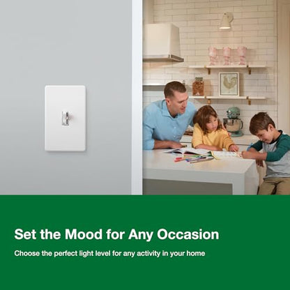 Lutron Ariadni/Toggler LED+ Dimmer Light Switch for Dimmable LED, Halogen and Incandescent Dimmer Switch, 150W, Single-Pole/3-Way, AYCL-153P-AL, Almond - color: Almond, size: 1 Pack