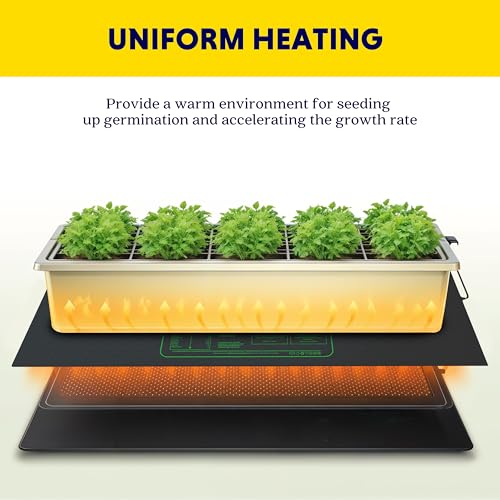 iPower 2-Pack Seedling Heat Mat Upgraded Technology Waterproof Durable Germination Station Warm Hydroponic Pad for Indoor Home Gardening Seed Starter, 48" x 20", Black - size: 48" x 20"(x2), style: Heat Mat Upgrade Version