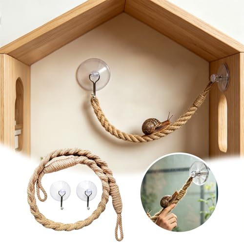 Climbing Rope Toys with Suction Cup Hooks - Hanging Rope Ladder Reptile Vines Toys, Reptile Tank Terrarium Accessories Habitat Decor for Reptiles Geckos Lizards Snakes Iguanas (1, Brown)