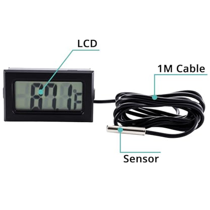 5 Pieces of Digital LCD Thermometers, Temperature Digital LCD Refrigerator Thermometers, Water Temperature, with Probes, in Fahrenheit.