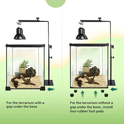 BETAZOOER Dual Reptile Lamp Stand Metal Adjustable Lamp Holder Light Fixture 15.5-37.5 Inch Reptile Glass Terrarium Amphibians/Terrestrial Vivarium