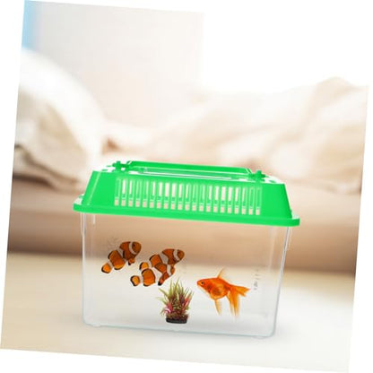balacoo Turtle Tank Mini Fish Tank- Plastic Handheld Fish Tank for Turtle and Pet Fish, with Lid for Home and Store Office Desk Reptile Carrier