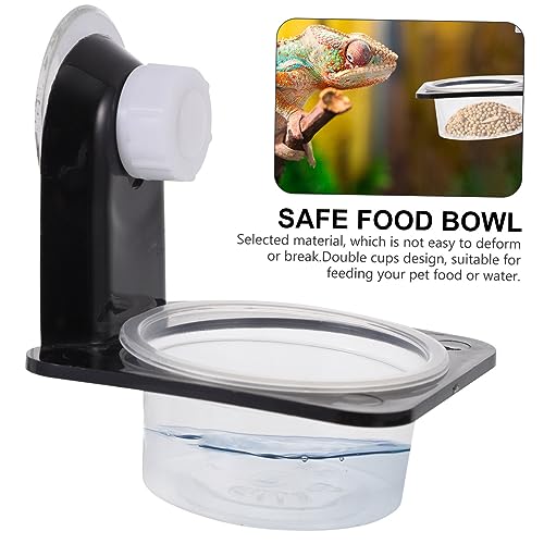 Abaodam 1set Reptile Feeders Double Bowl Design Lizard Water Basin Easy to Clean Feeding Dish for Bearded Dragons Geckos and Frogs