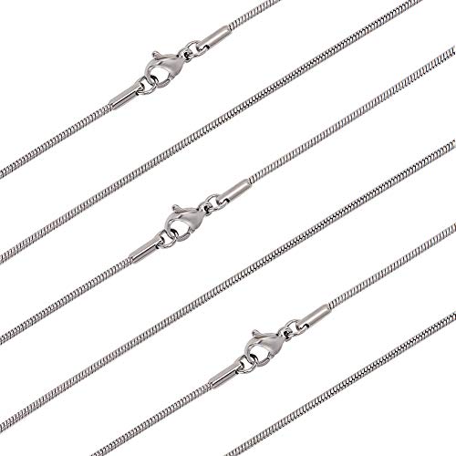 arricraft 10PCS 18 Inches Stainless Steel Chains with Lobster Claw Clasps 1.5mm Snake Chains for Necklace DIY Jewelry Making-Stainless Steel Color