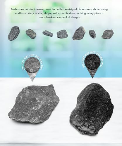 Natural Slate Stone for Aquariums, Fish Tanks, Terrariums, Aquascaping and Amphibian Enclosures, Mix of Large and Medium Size Rocks - by SubstateSource (5 Pounds, Black River)