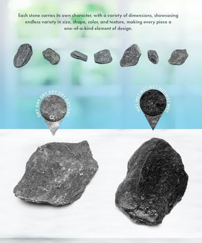 Natural Slate Stone for Aquariums, Fish Tanks, Terrariums, Aquascaping and Amphibian Enclosures, Mix of Large and Medium Size Rocks - by SubstateSource (5 Pounds, Black River)