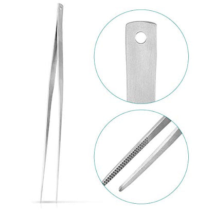 Navaris Stainless Steel Kitchen Tweezers - Precision Kitchen Tweezer Tongs Tool for Cooking or Aquarium - Extra Long Chef Tweezers - 15" / 40 cm