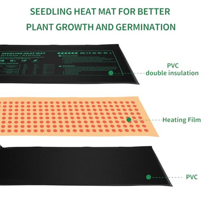 Seedling Heat Mat 4 Pack Durable Waterproof Plant Heating Pad 10"x 20.75" for Germination, Indoor Gardening, Greenhouse - size: 4 PACK
